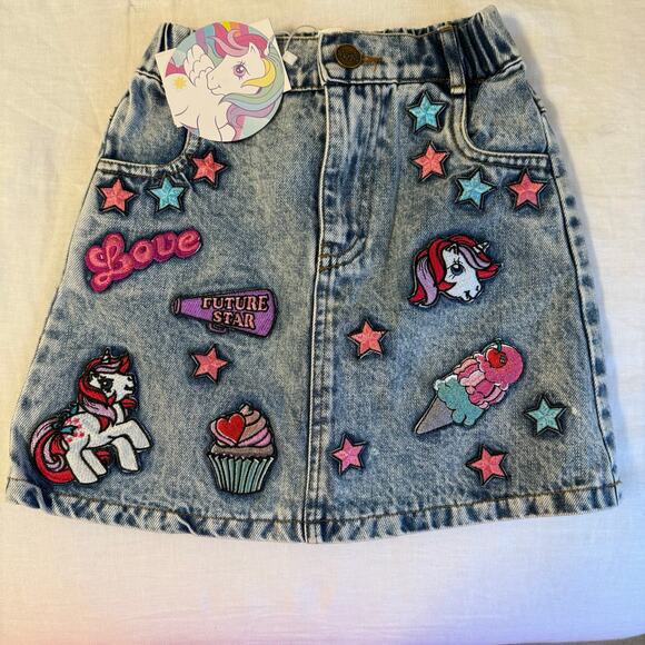 NWT! Lola And The Boys x My Little Pony Girls 6 Denim Patch Skirt - Picture 2 of 4